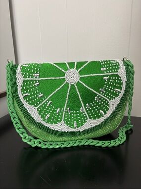 Green Beaded Citrus Shoulder Bag